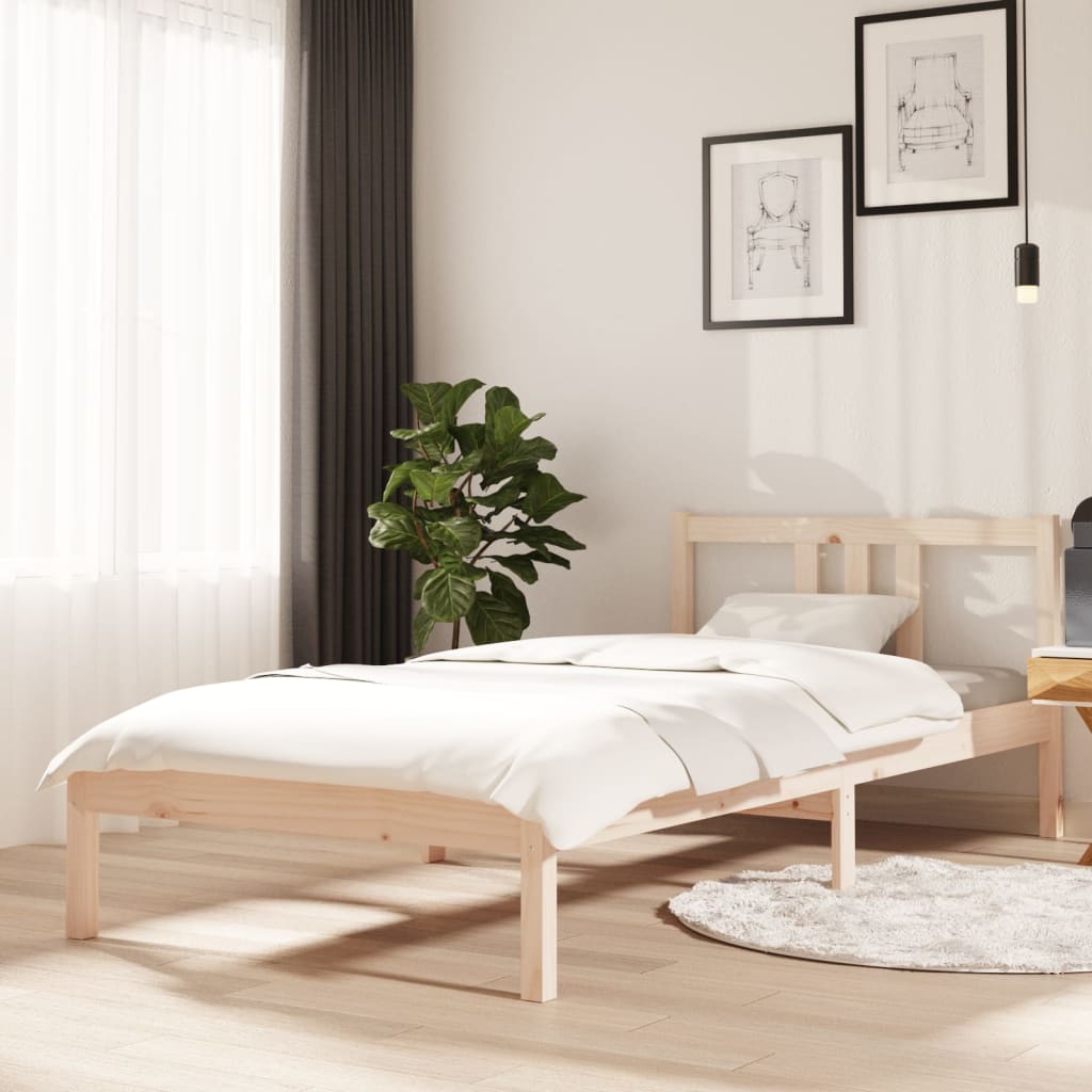 Vetonek Estructura de cama sin colchón madera maciza 90x200 cm