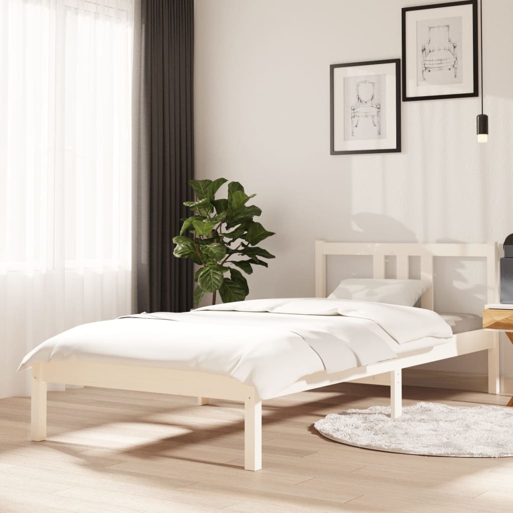 Vetonek Estructura de cama sin colchón madera maciza blanco 90x200 cm