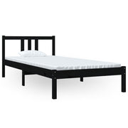 Vetonek Estructura de cama sin colchón madera maciza negro 90x200 cm