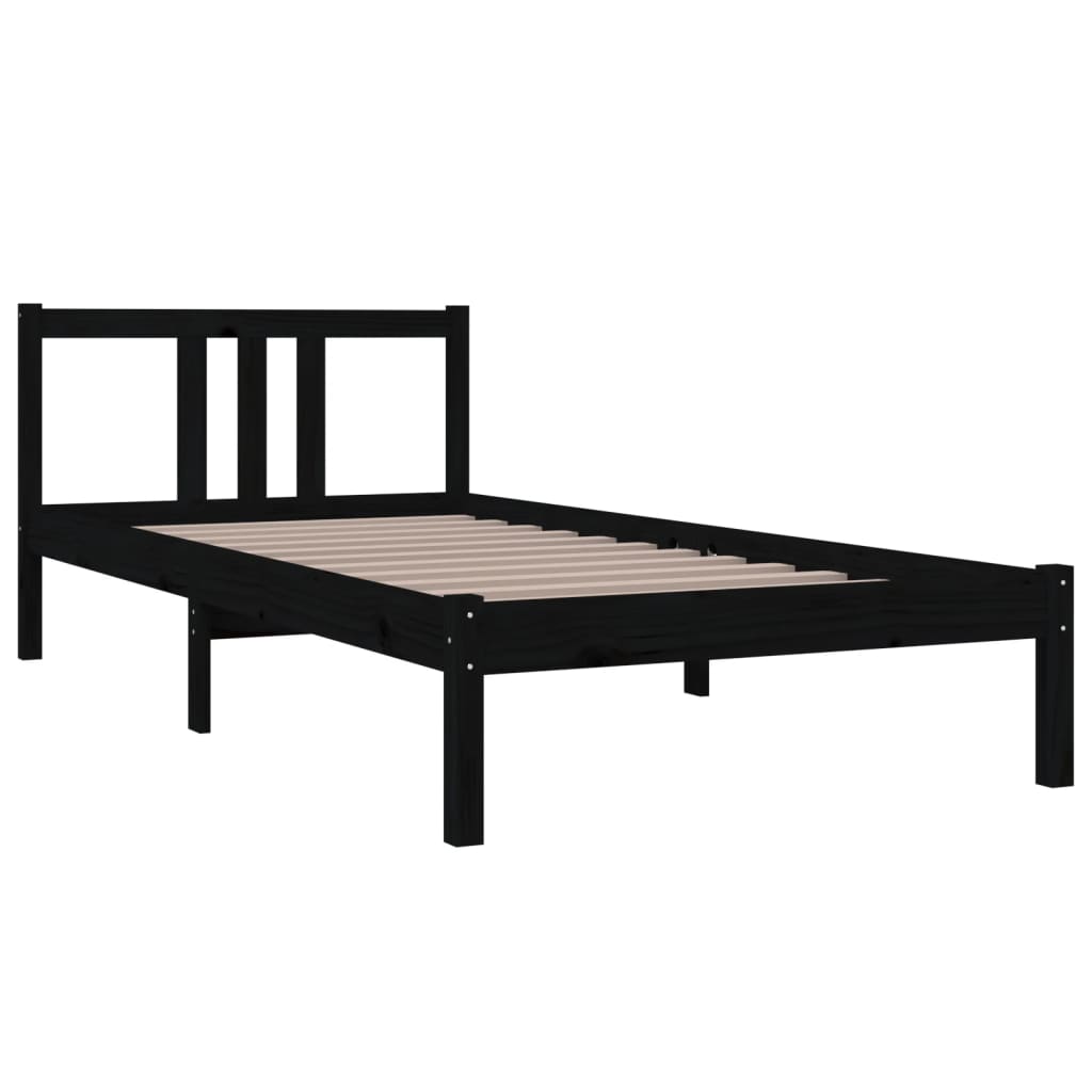 Estructura de cama sin colchón madera maciza negro 90x200 cm - Vetonek