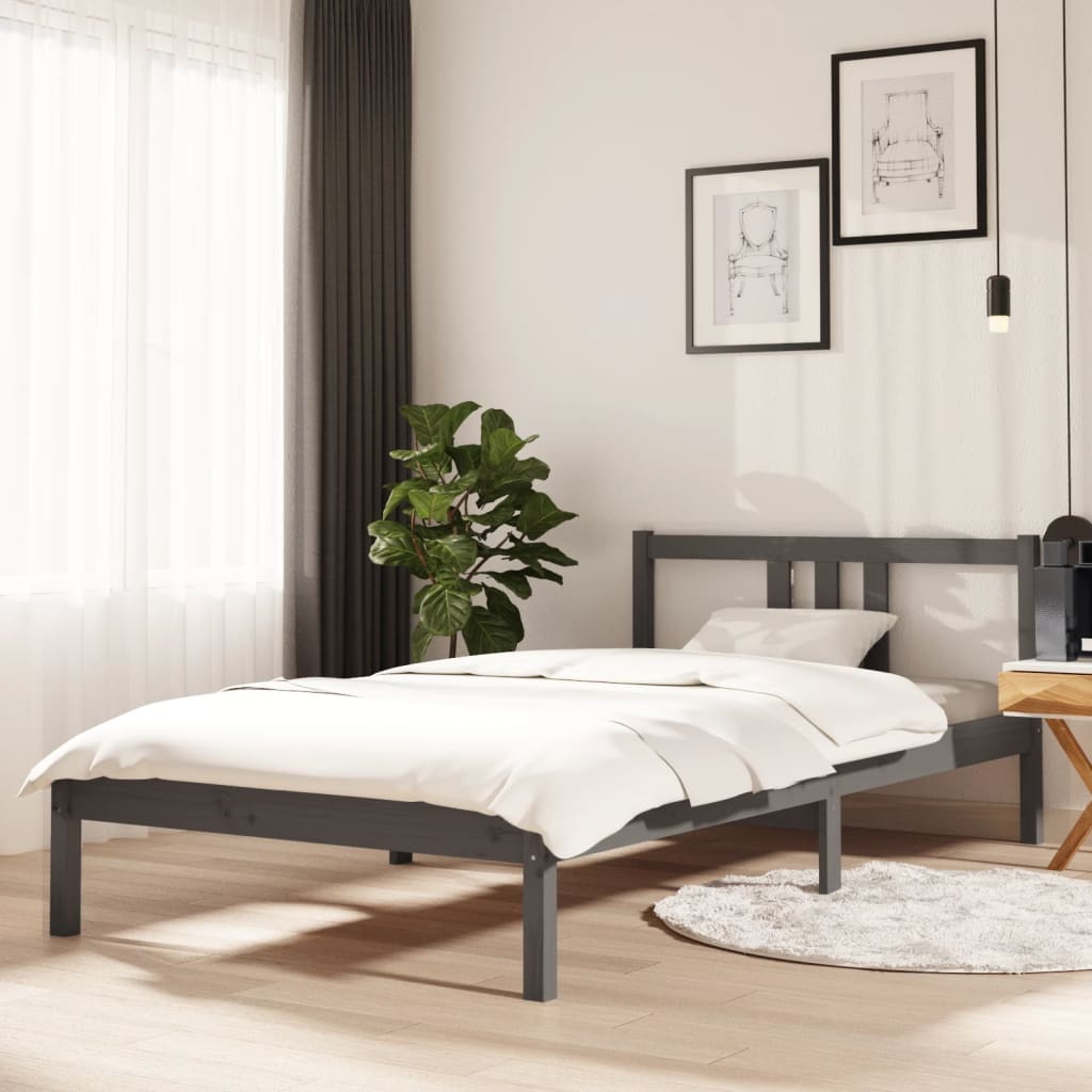 Vetonek Estructura de cama sin colchón madera maciza gris 100x200 cm