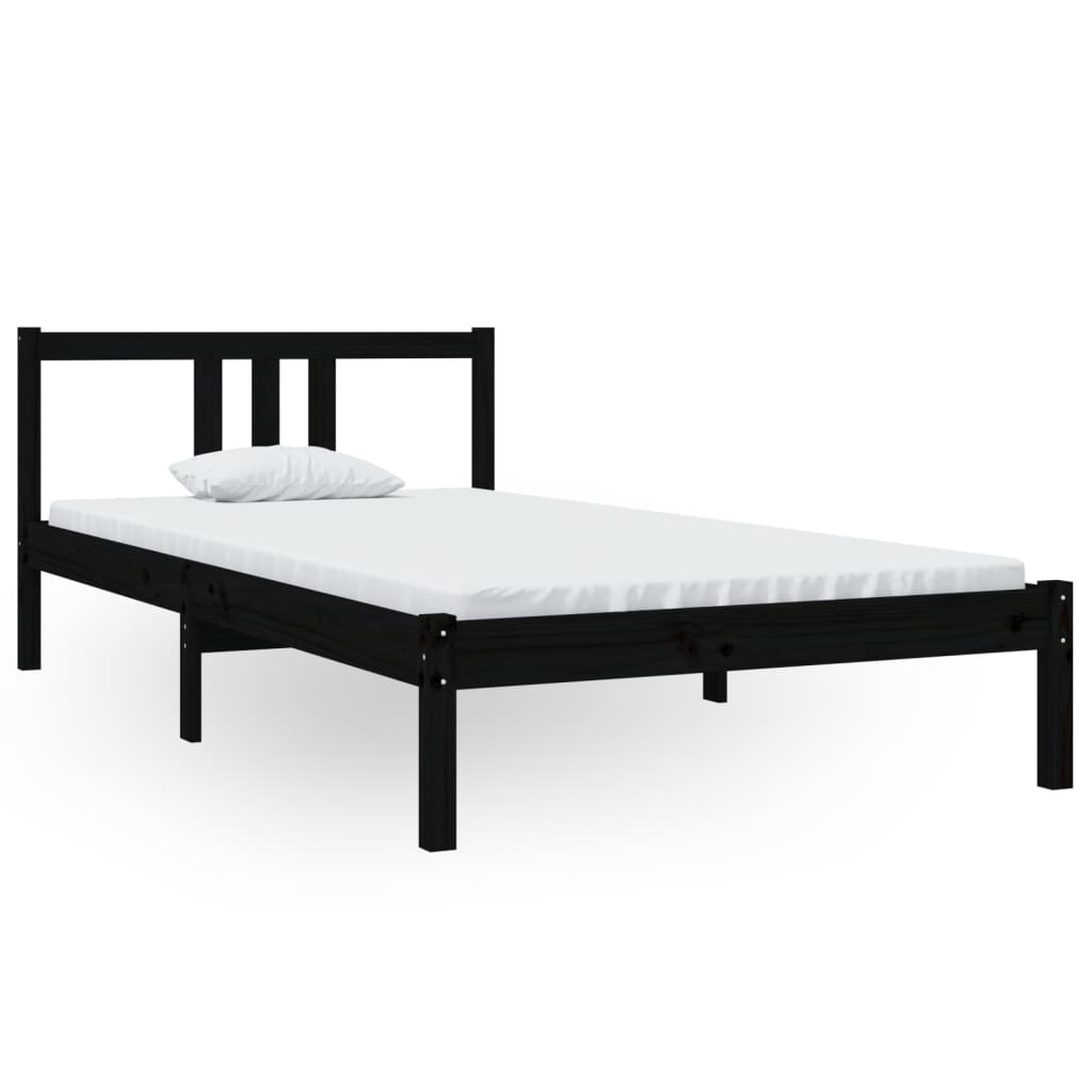 Estructura de cama sin colchón madera maciza negro 100x200 cm v8236 - Vetonek