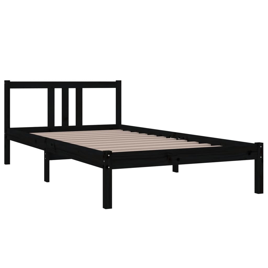 Estructura de cama sin colchón madera maciza negro 100x200 cm v8236 - Vetonek