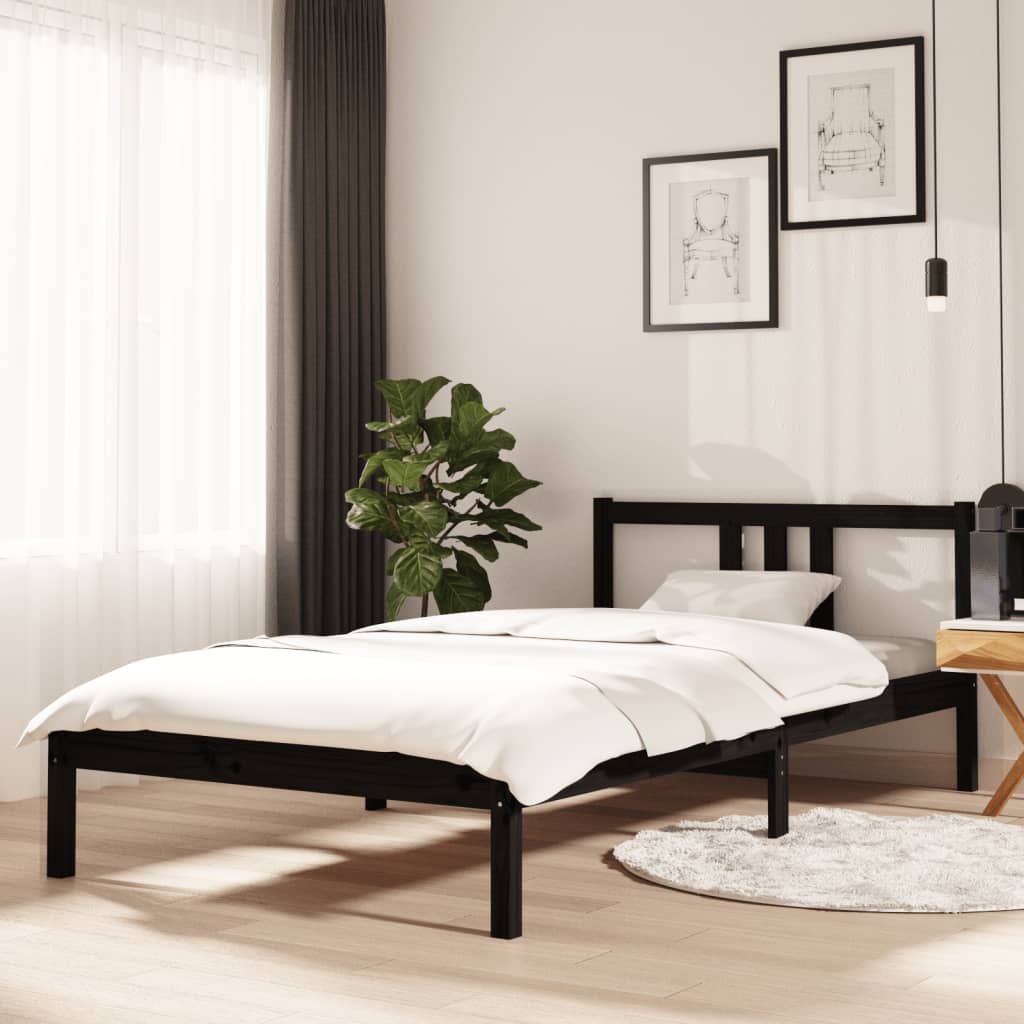 Estructura de cama sin colchón madera maciza negro 100x200 cm v8236 Vetonek