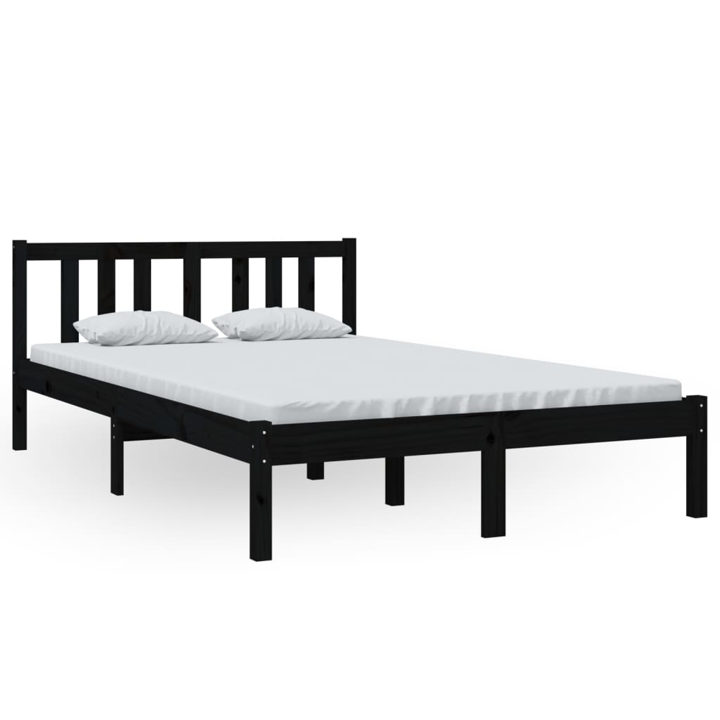 Vetonek Estructura de cama sin colchón madera maciza negro 120x200 cm