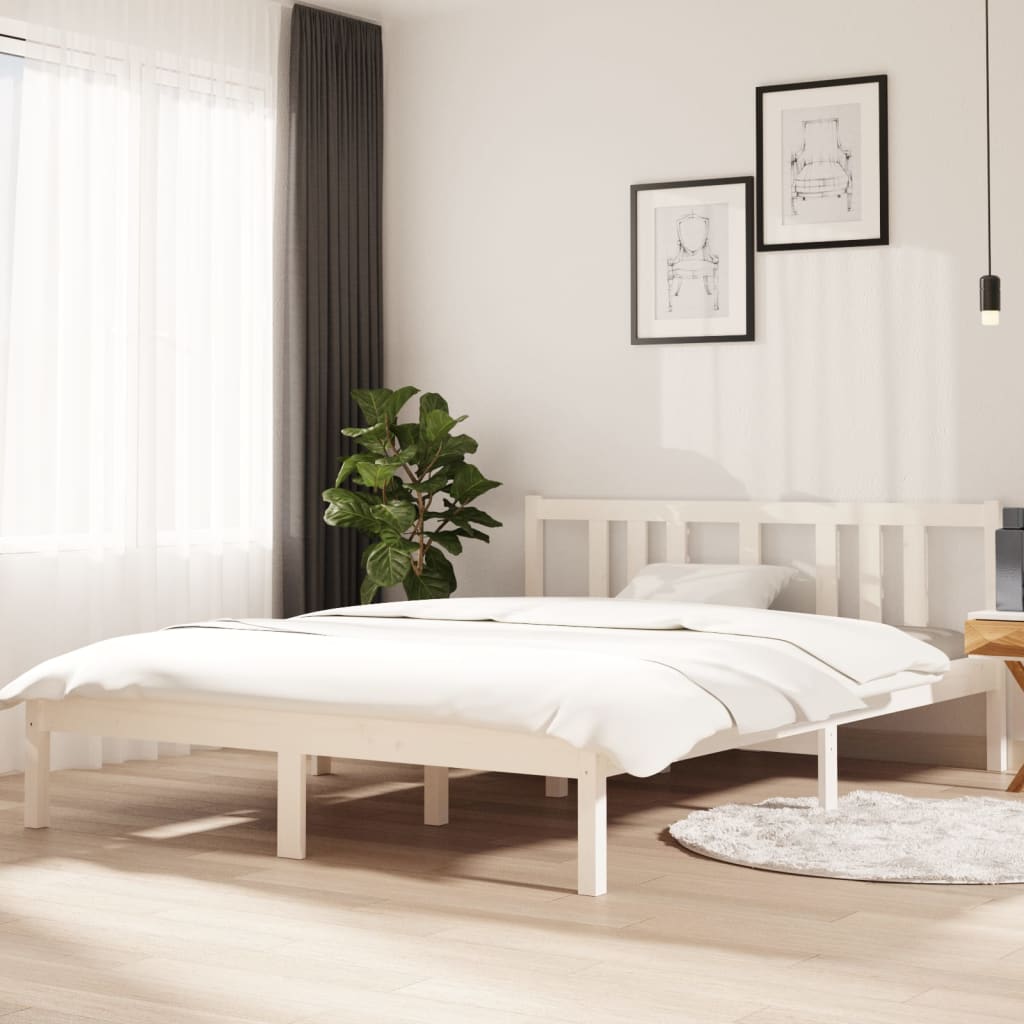 Vetonek Estructura de cama sin colchón madera maciza blanco 140x200 cm