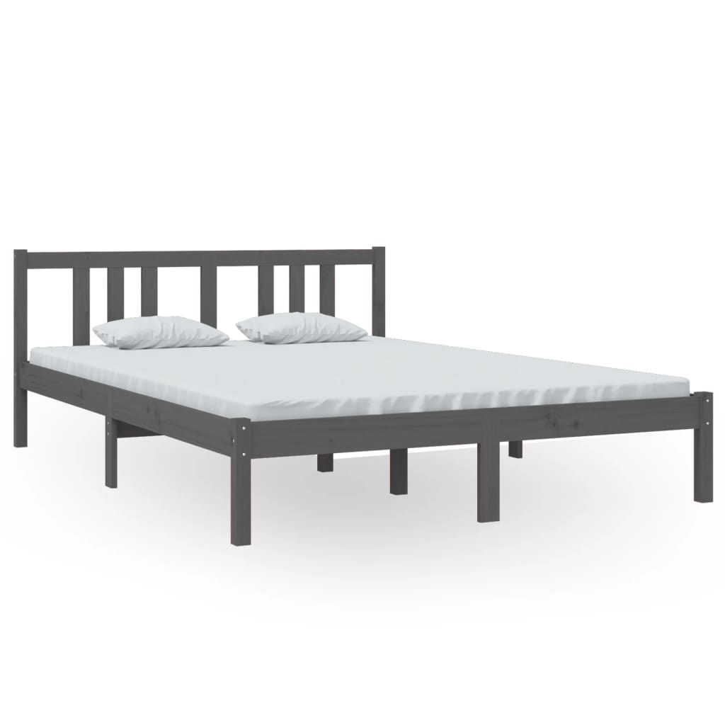 Vetonek Estructura de cama sin colchón madera maciza gris 140x200 cm