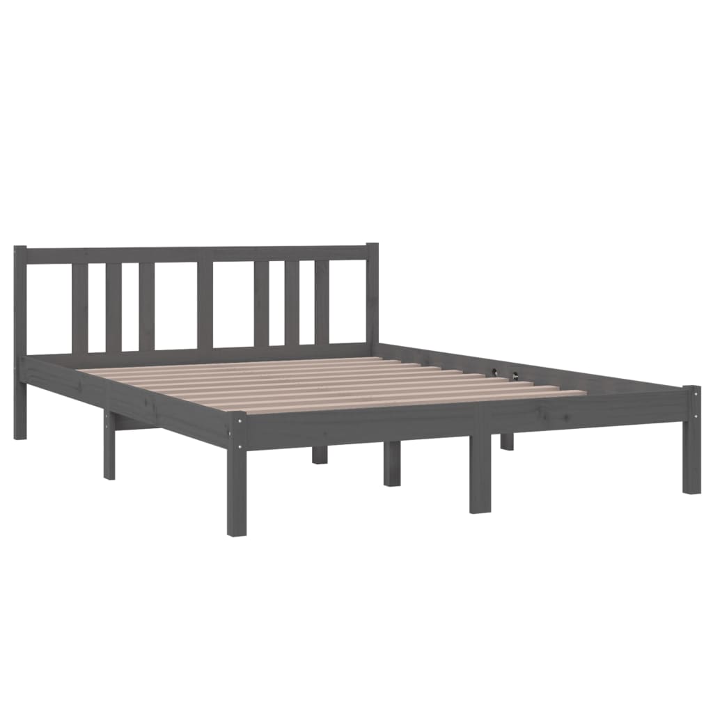 Estructura de cama sin colchón madera maciza gris 140x200 cm v8311 - Vetonek