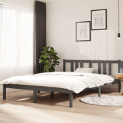 Estructura de cama sin colchón madera maciza gris 140x200 cm v8311 Vetonek