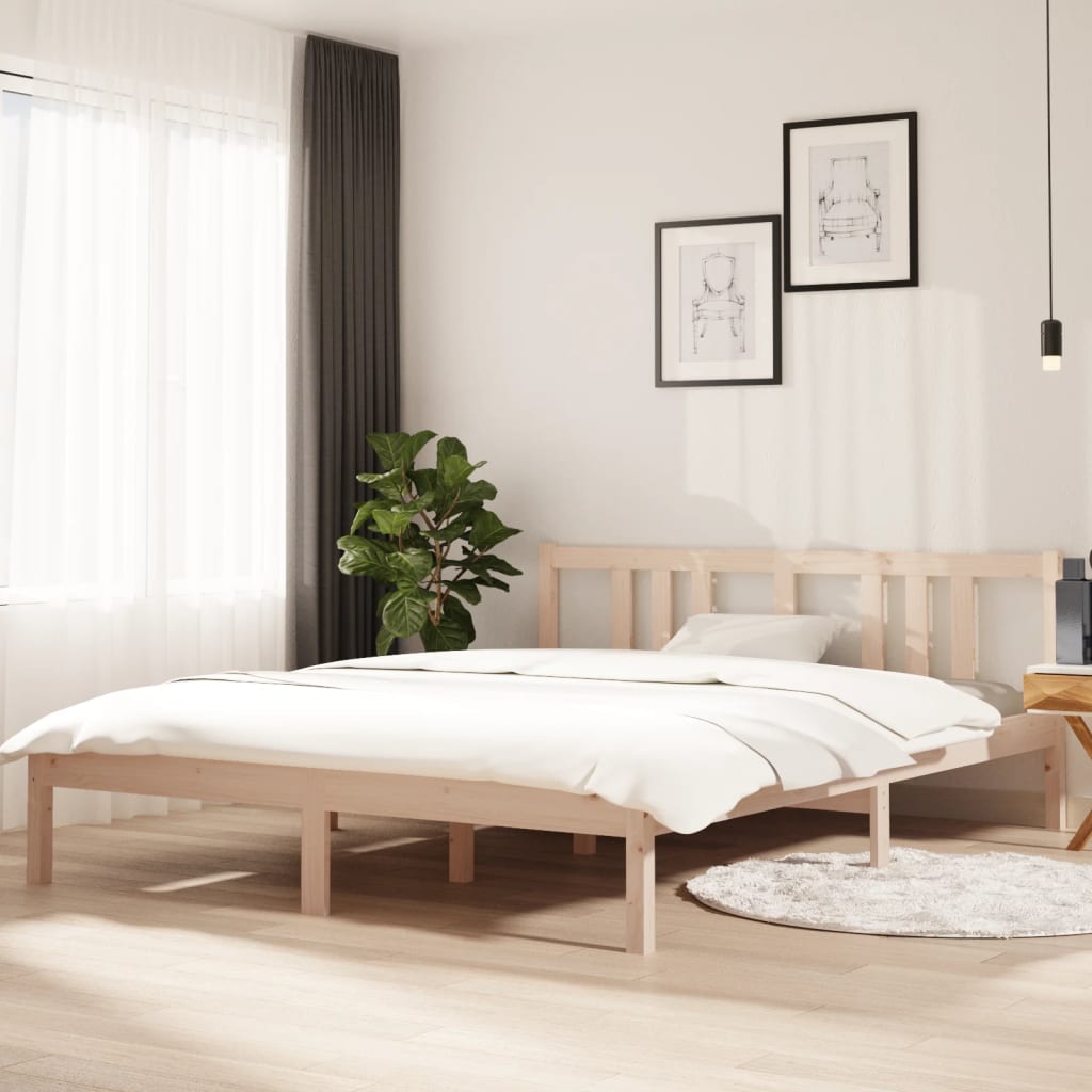 Vetonek Estructura de cama doble sin colchón madera maciza 150x200 cm