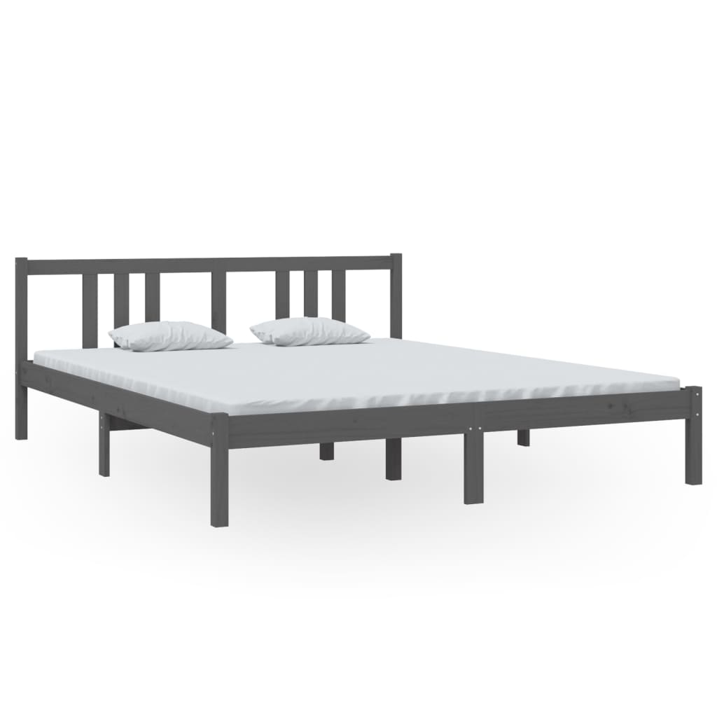 Vetonek Estructura de cama sin colchón madera maciza gris 160x200 cm