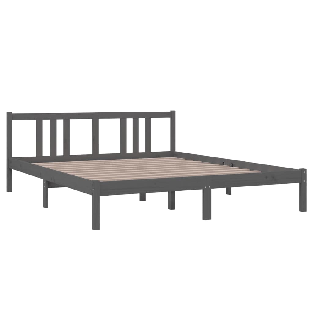 Estructura de cama sin colchón madera maciza gris 160x200 cm v8410 - Vetonek