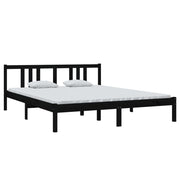 Vetonek Estructura de cama sin colchón madera maciza negro 160x200 cm