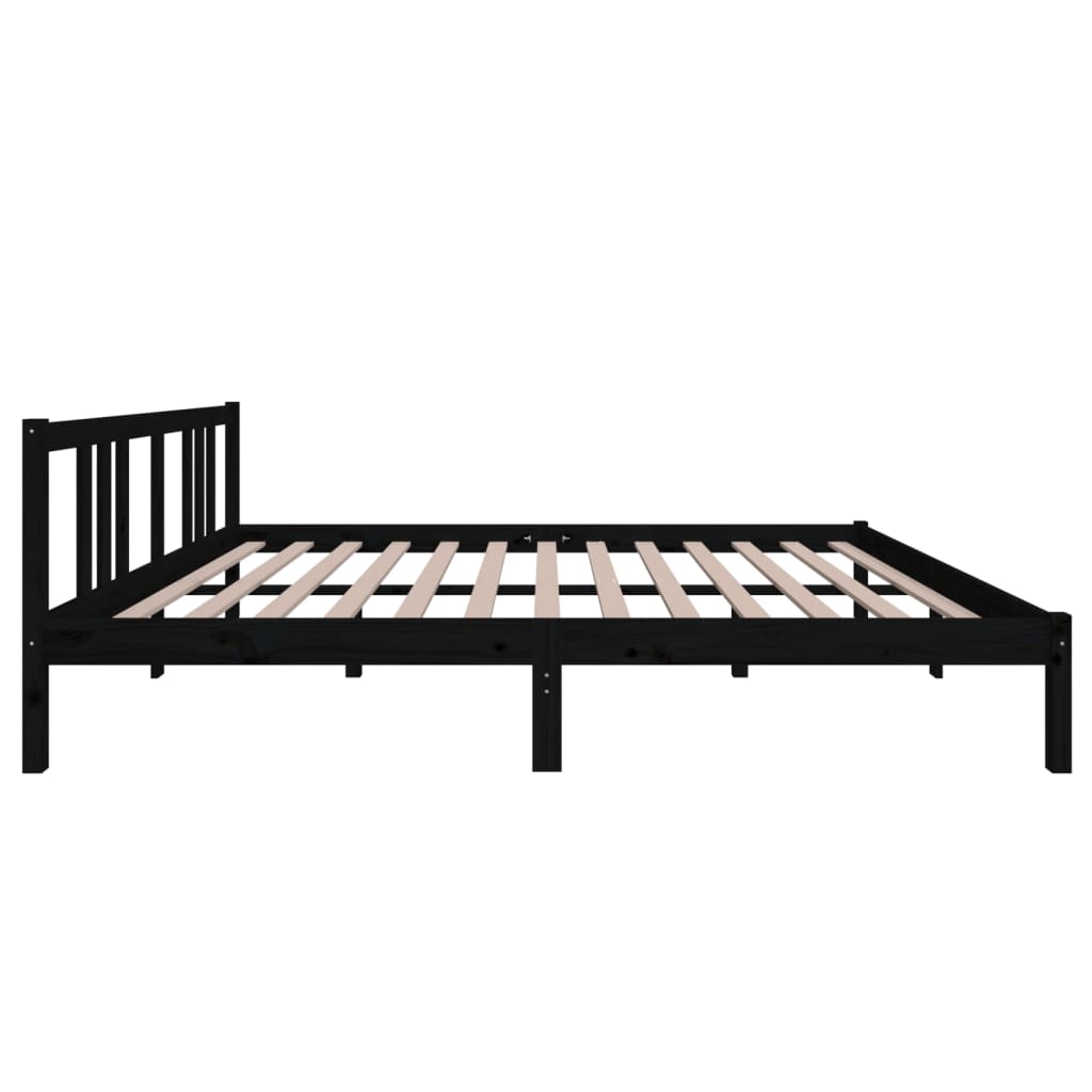 Estructura de cama sin colchón madera maciza negro 160x200 cm - Vetonek