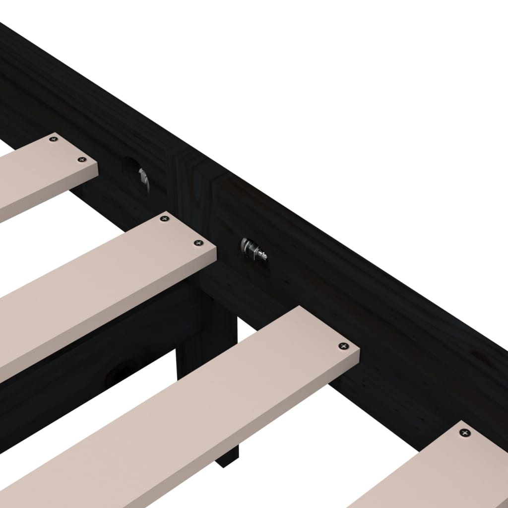 Estructura de cama sin colchón madera maciza negro 160x200 cm - Vetonek