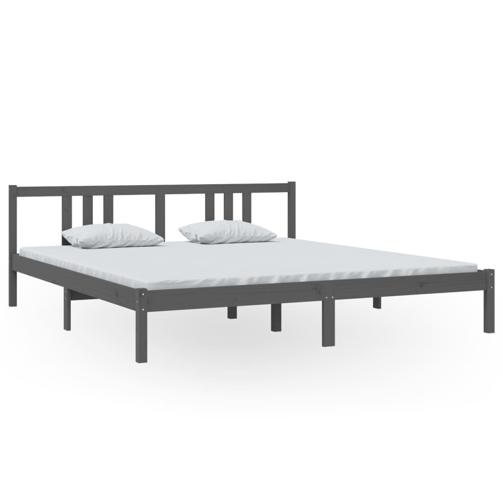 Vetonek Estructura de cama sin colchón madera maciza gris 180x200 cm