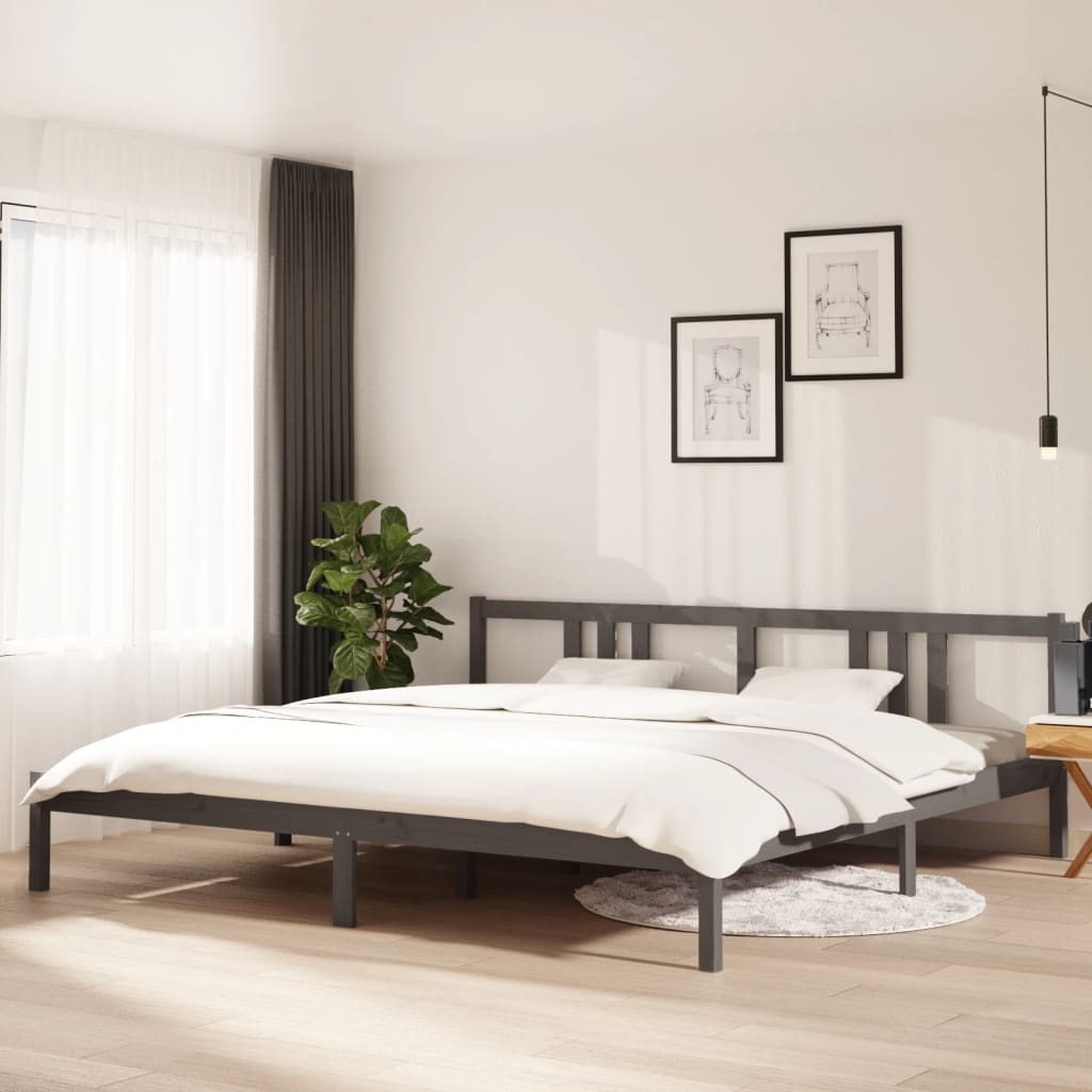 Vetonek Estructura de cama sin colchón madera maciza gris 200x200 cm