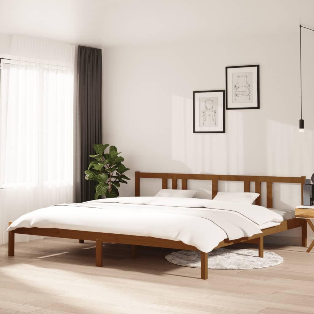 Vetonek Estructura cama sin colchón madera maciza marrón miel 200x200cm