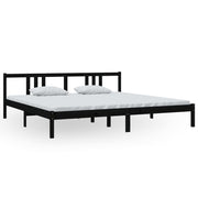 Vetonek Estructura de cama sin colchón madera maciza negro 200x200 cm