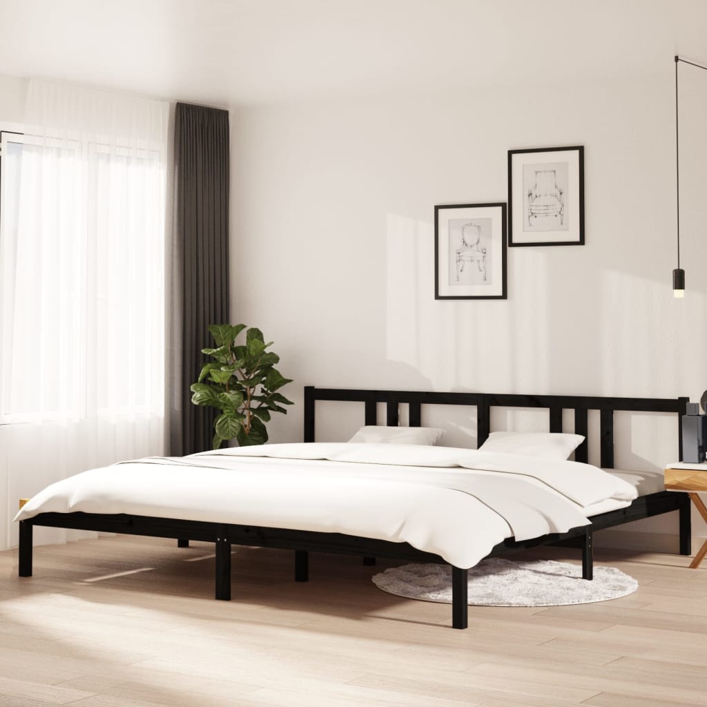 Vetonek Estructura de cama sin colchón madera maciza negro 200x200 cm