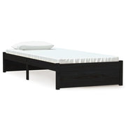 Vetonek Estructura de cama sin colchón madera maciza negro 75x190 cm