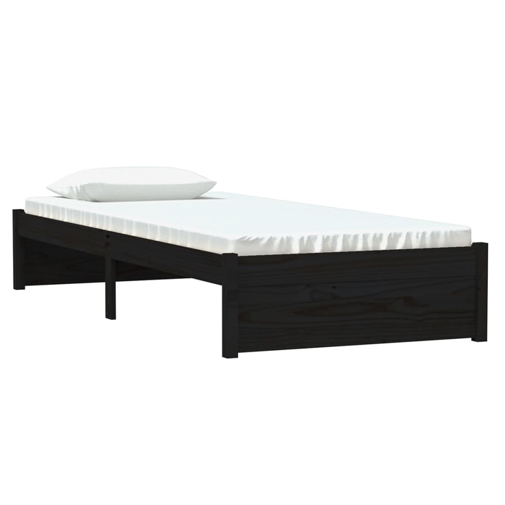 Estructura de cama sin colchón madera maciza negro 75x190 cm - Vetonek