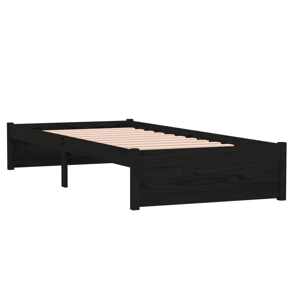 Estructura de cama sin colchón madera maciza negro 75x190 cm - Vetonek