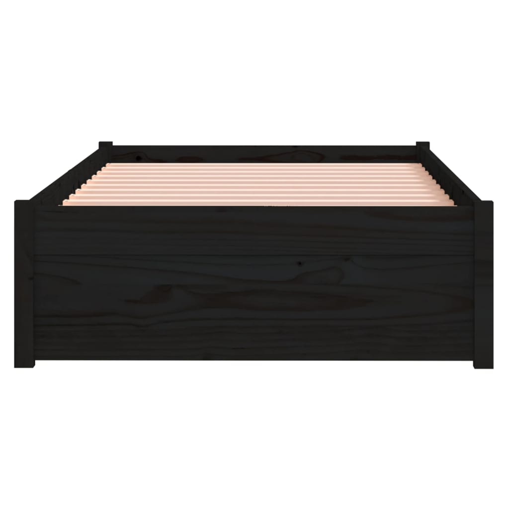 Estructura de cama sin colchón madera maciza negro 75x190 cm - Vetonek