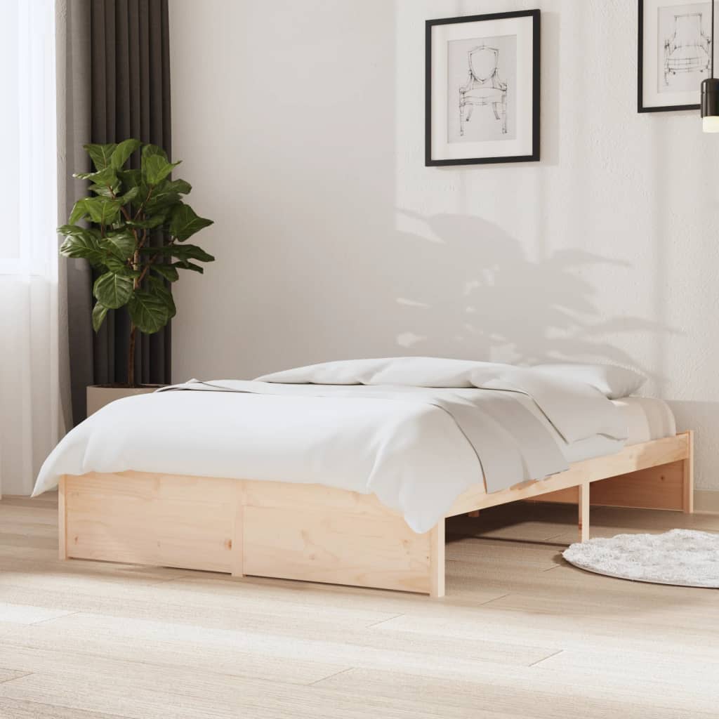 Vetonek Estructura de cama doble sin colchón madera maciza 120x190 cm