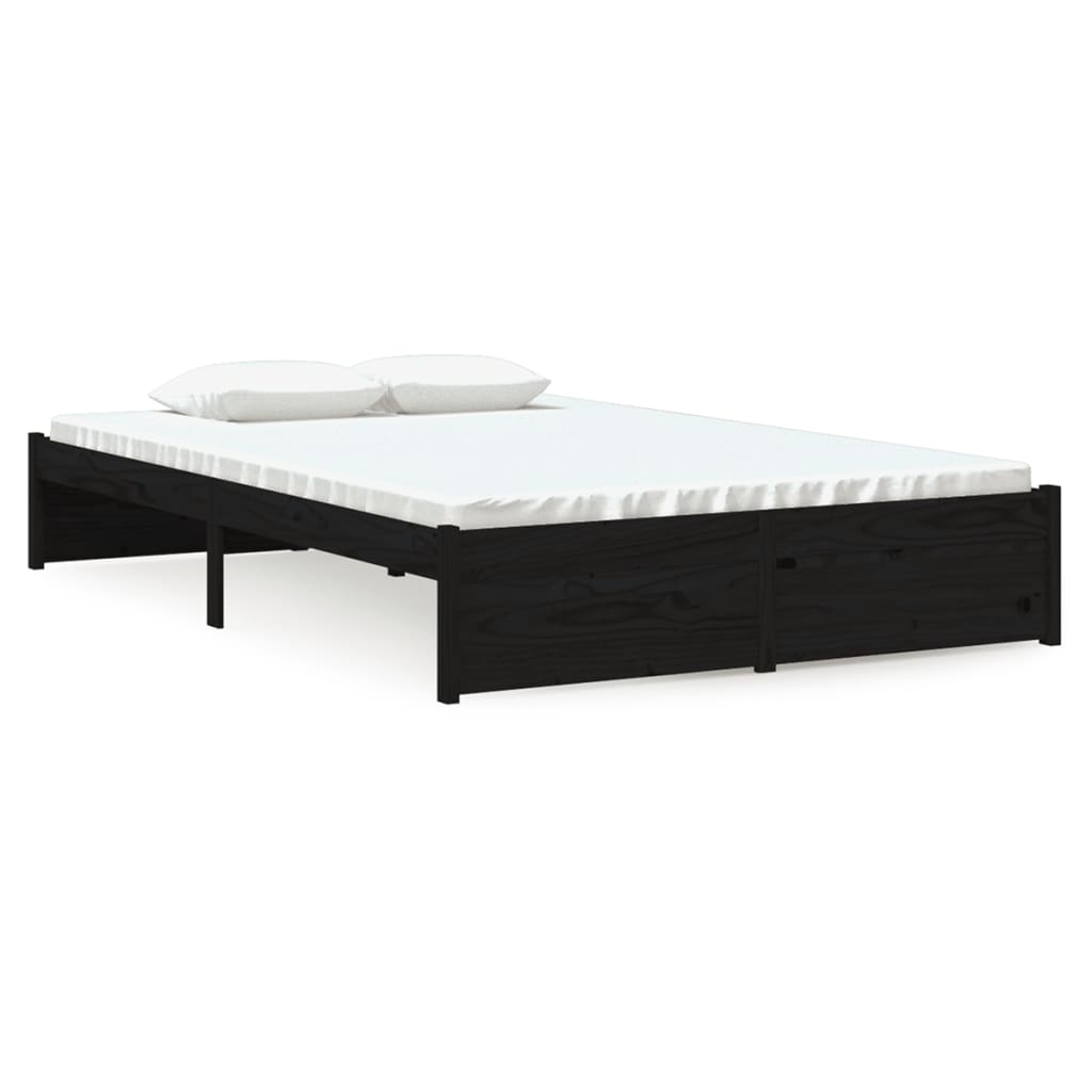 Estructura de cama sin colchón madera maciza negro 120x190 cm - Vetonek