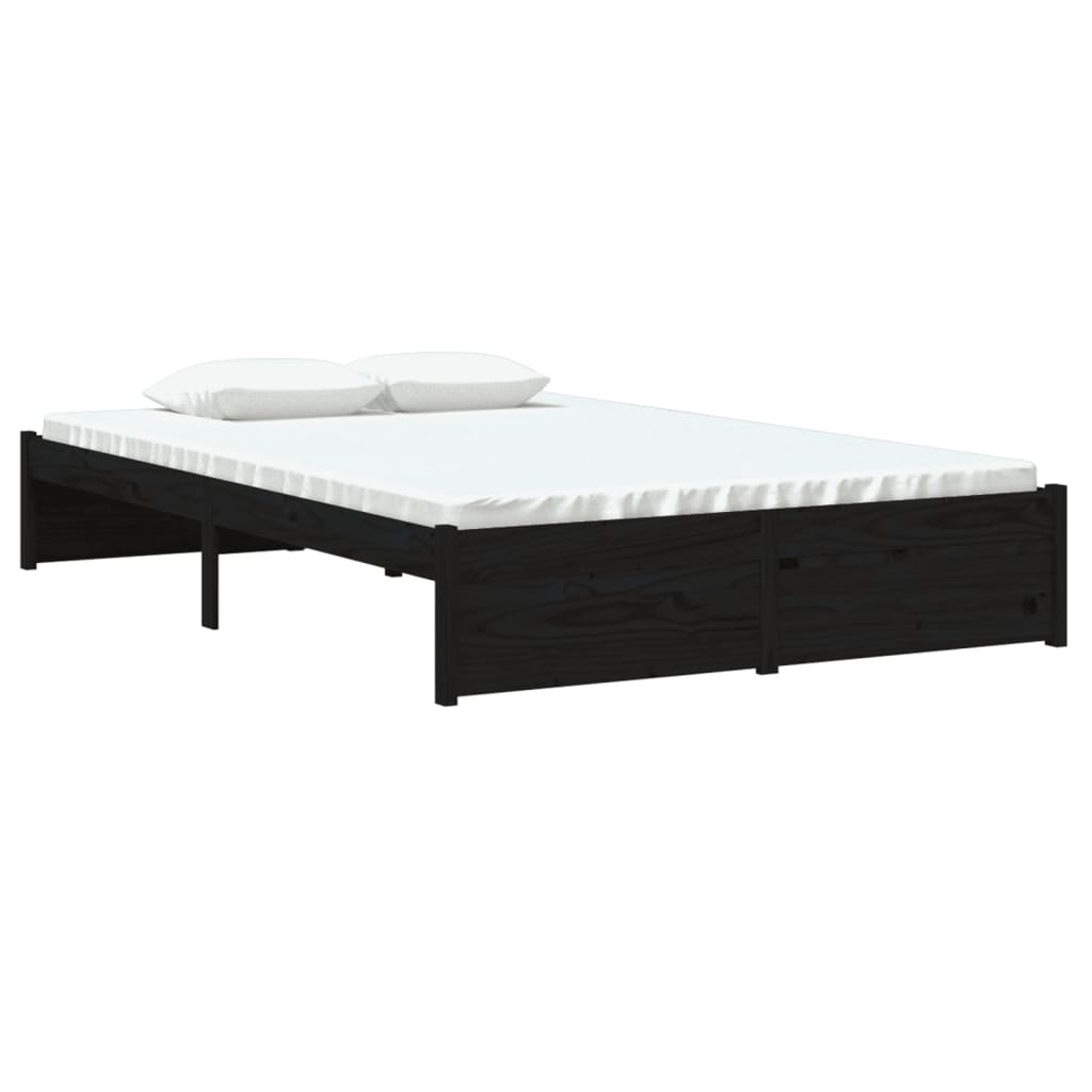 Estructura de cama sin colchón madera maciza negro 120x190 cm - Vetonek