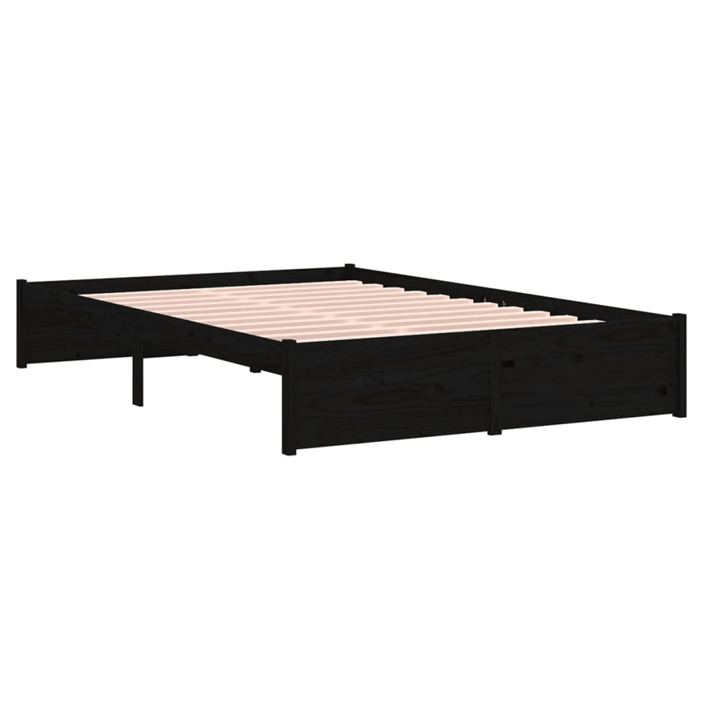 Estructura de cama sin colchón madera maciza negro 120x190 cm - Vetonek