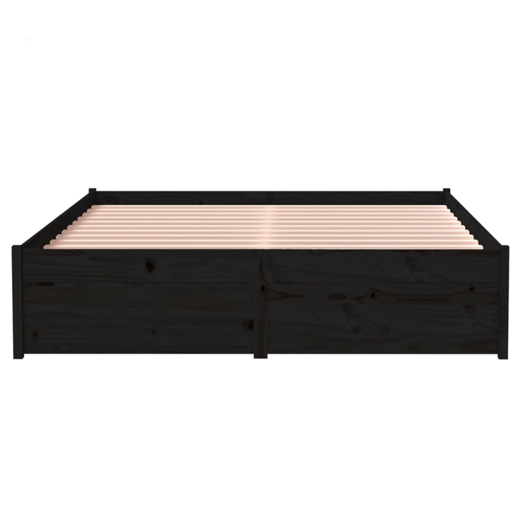Estructura de cama sin colchón madera maciza negro 120x190 cm - Vetonek
