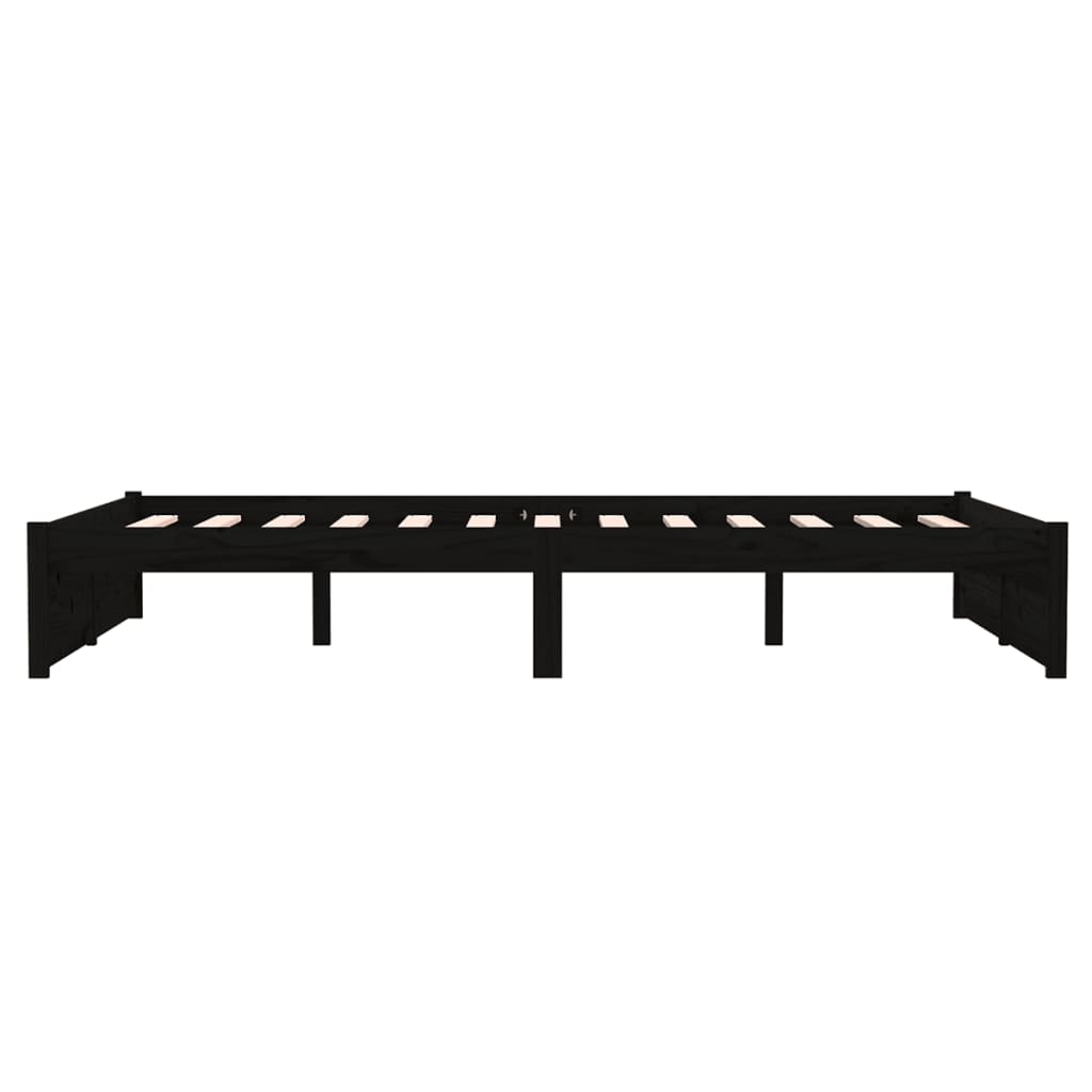 Estructura de cama sin colchón madera maciza negro 120x190 cm - Vetonek