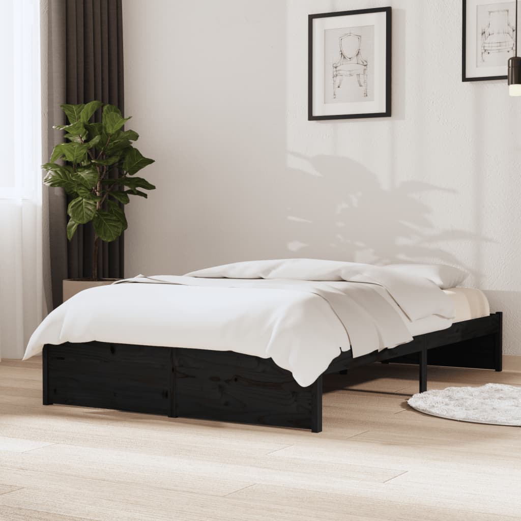 Estructura de cama sin colchón madera maciza negro 120x190 cm v8687 Vetonek