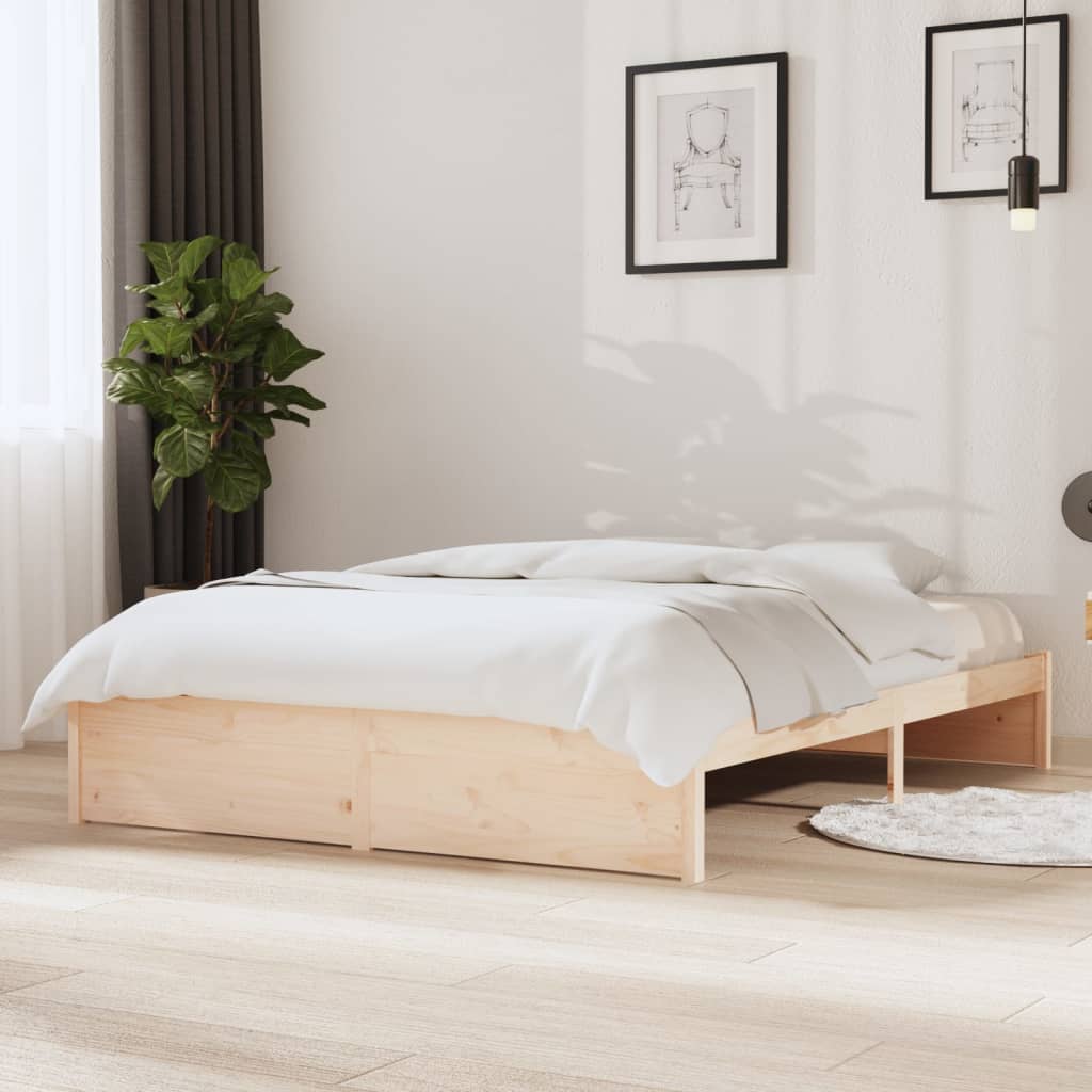 Vetonek Estructura de cama doble sin colchón madera maciza 135x190 cm