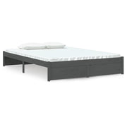 Vetonek Estructura de cama sin colchón madera maciza gris 140x190 cm
