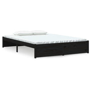 Vetonek Estructura de cama sin colchón madera maciza negro 140x190 cm