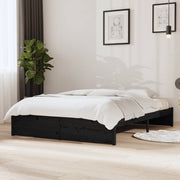 Estructura de cama sin colchón madera maciza negro 140x190 cm v8786 Vetonek