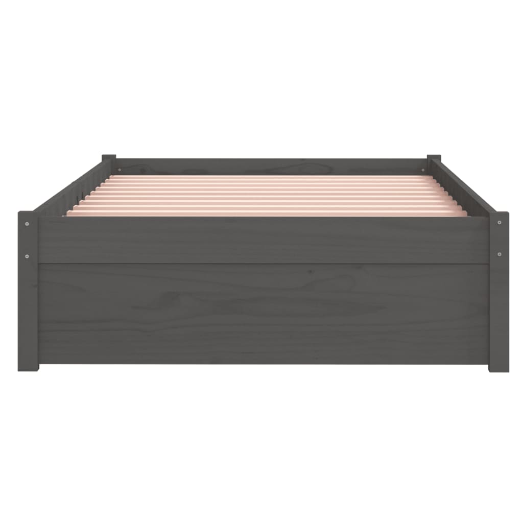 Estructura de cama sin colchón madera maciza gris 90x200 cm v8816 - Vetonek