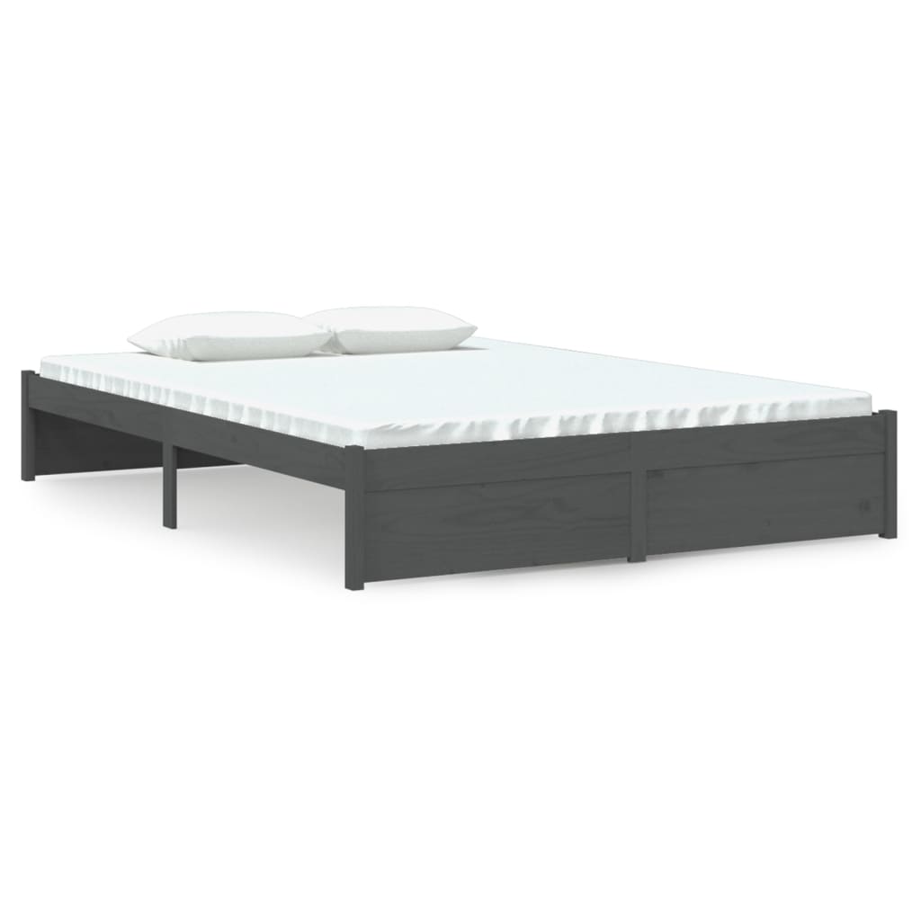 Vetonek Estructura de cama sin colchón madera maciza gris 140x200 cm