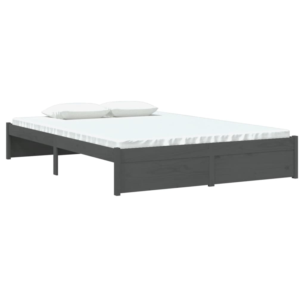 Estructura de cama sin colchón madera maciza gris 140x200 cm v8960 - Vetonek