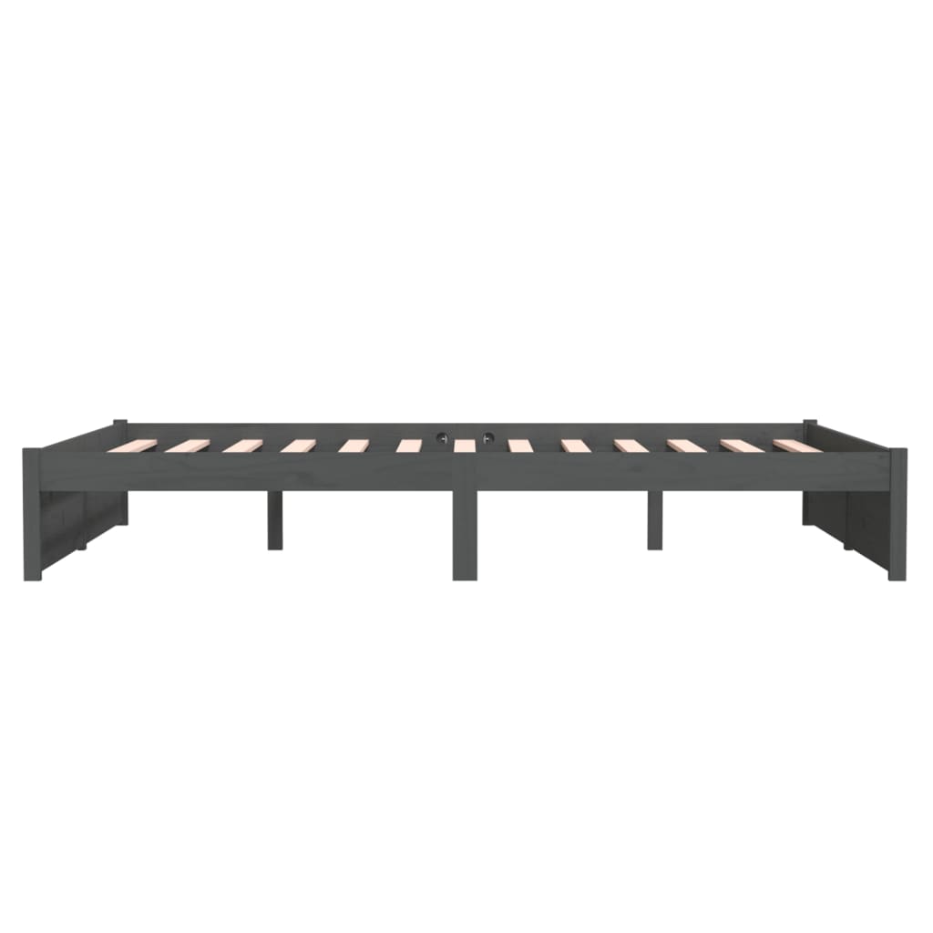 Estructura de cama sin colchón madera maciza gris 140x200 cm v8960 - Vetonek