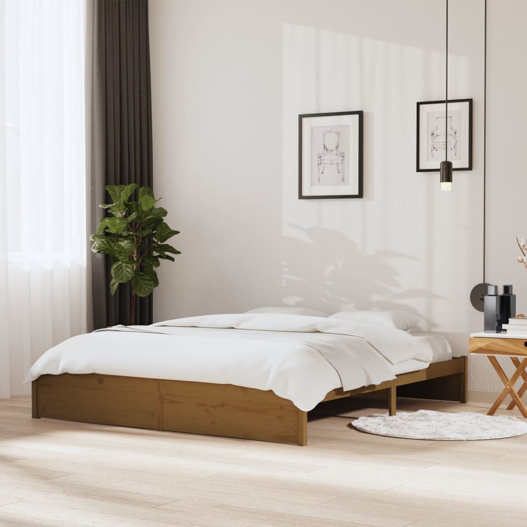 Vetonek Estructura cama madera maciza marrón miel Super King 180x200 cm