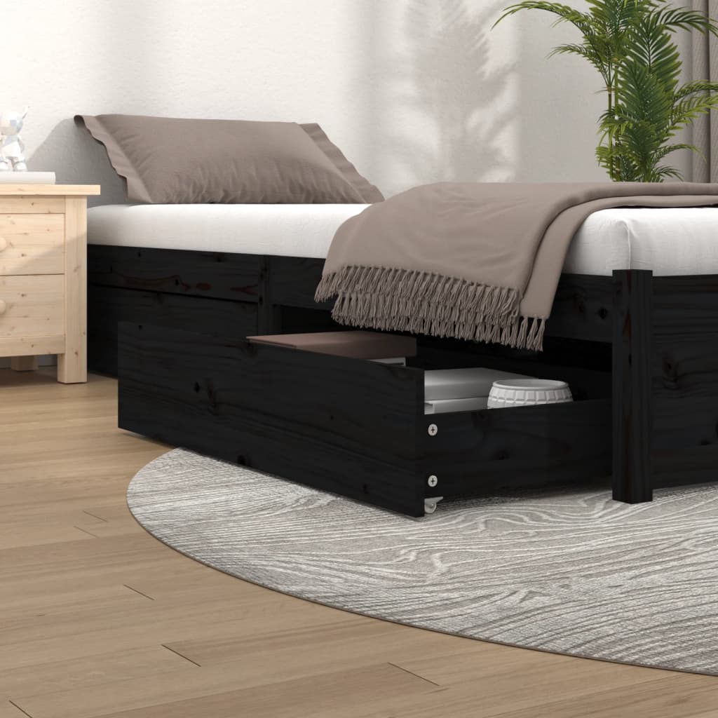 Vetonek Cajones de cama 4 unidades madera maciza de pino negro