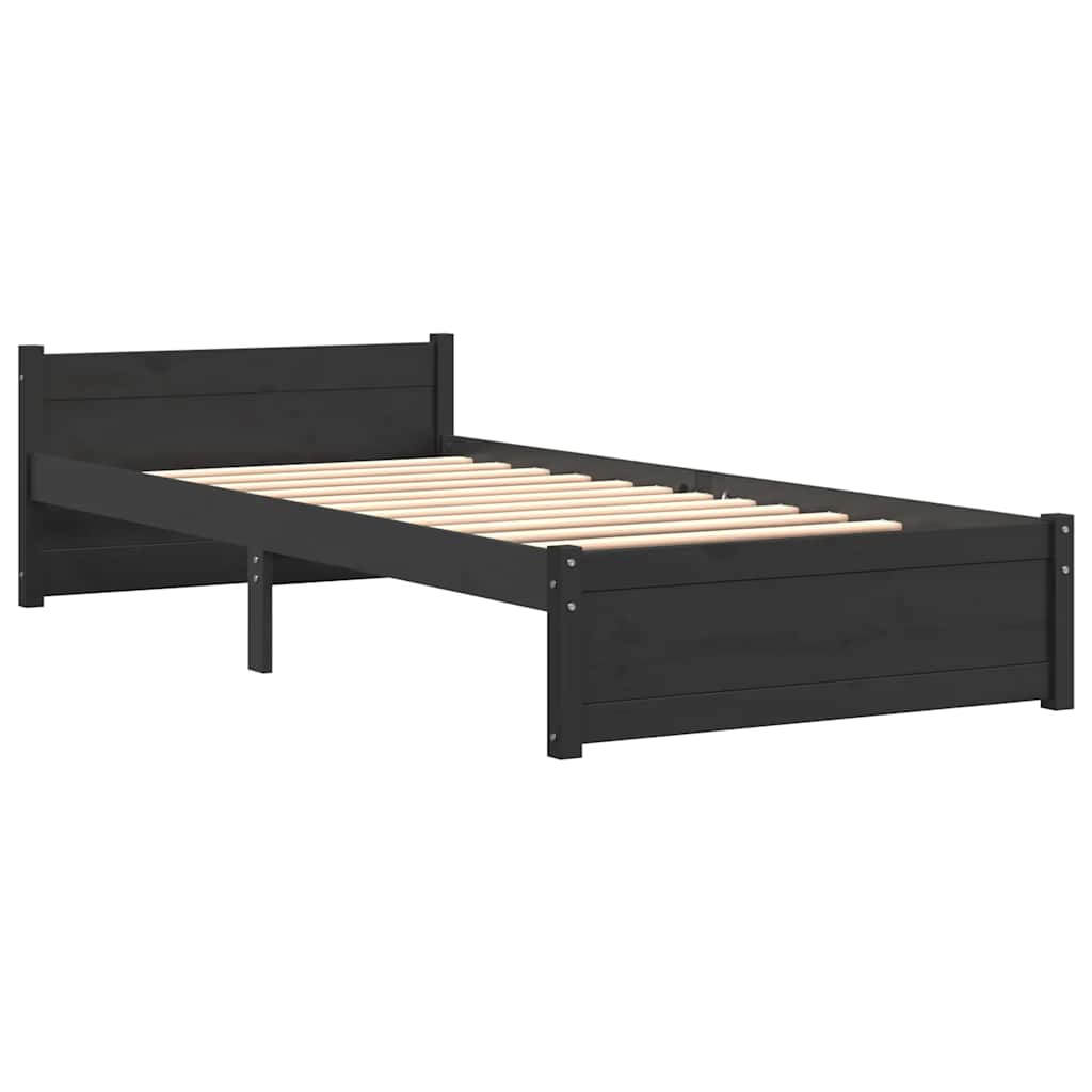 Estructura de cama sin colchón madera maciza negro 75x190 cm - Vetonek