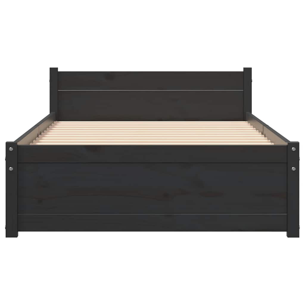 Estructura de cama sin colchón madera maciza negro 75x190 cm - Vetonek