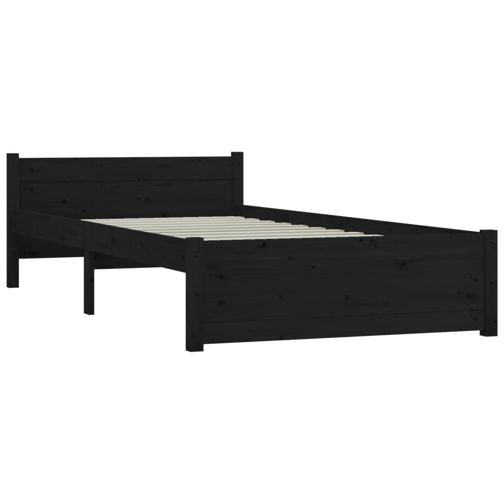 Structure Individual bed without black wood mattress 90x190 cm