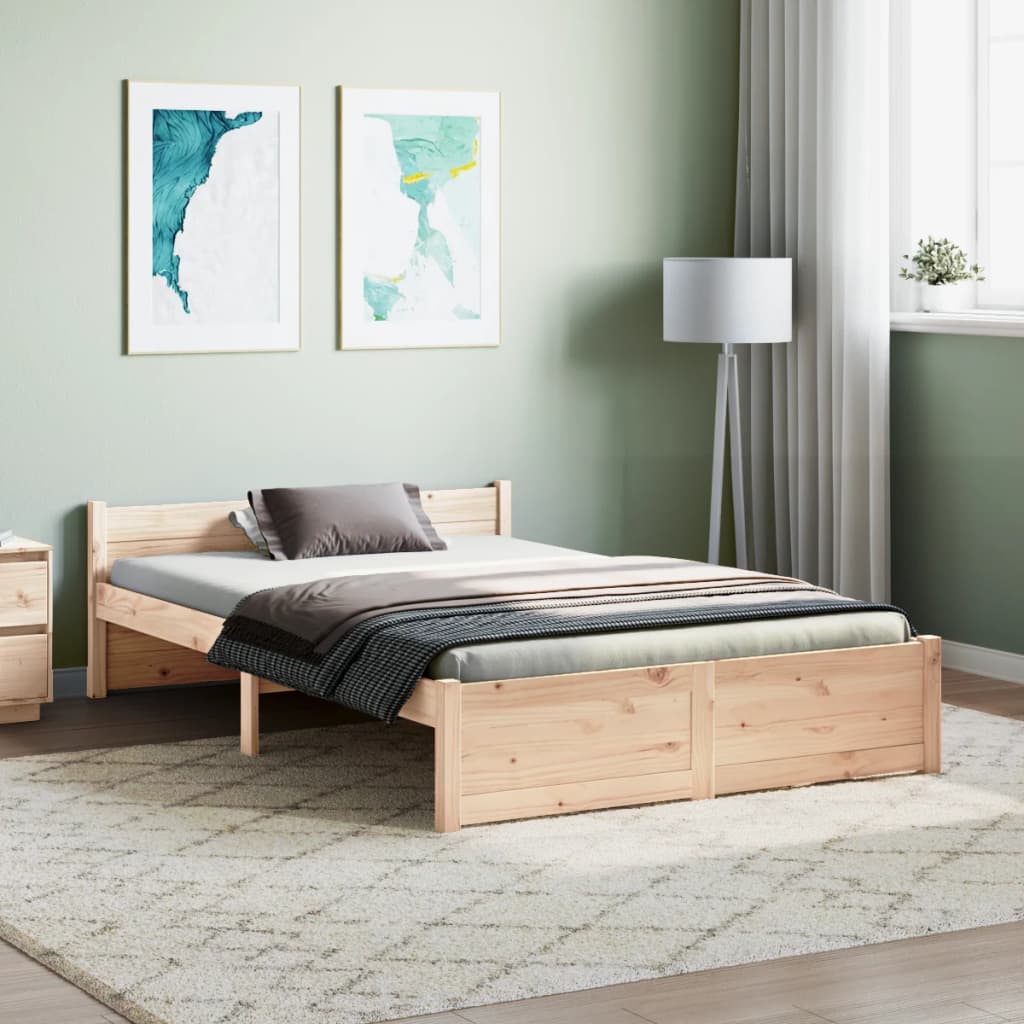 Vetonek Estructura de cama doble sin colchón madera maciza 135x190 cm