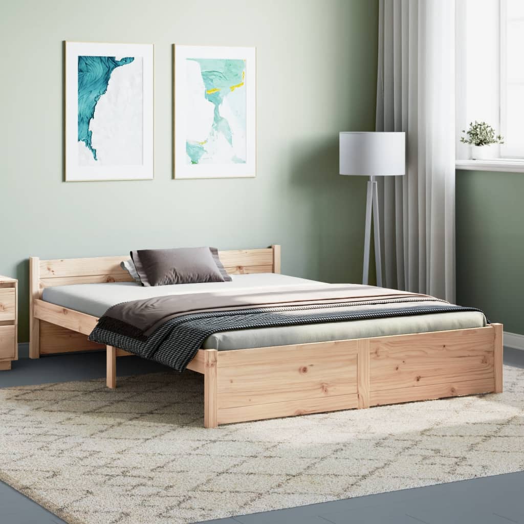 Vetonek Estructura de cama sin colchón madera maciza 140x190 cm